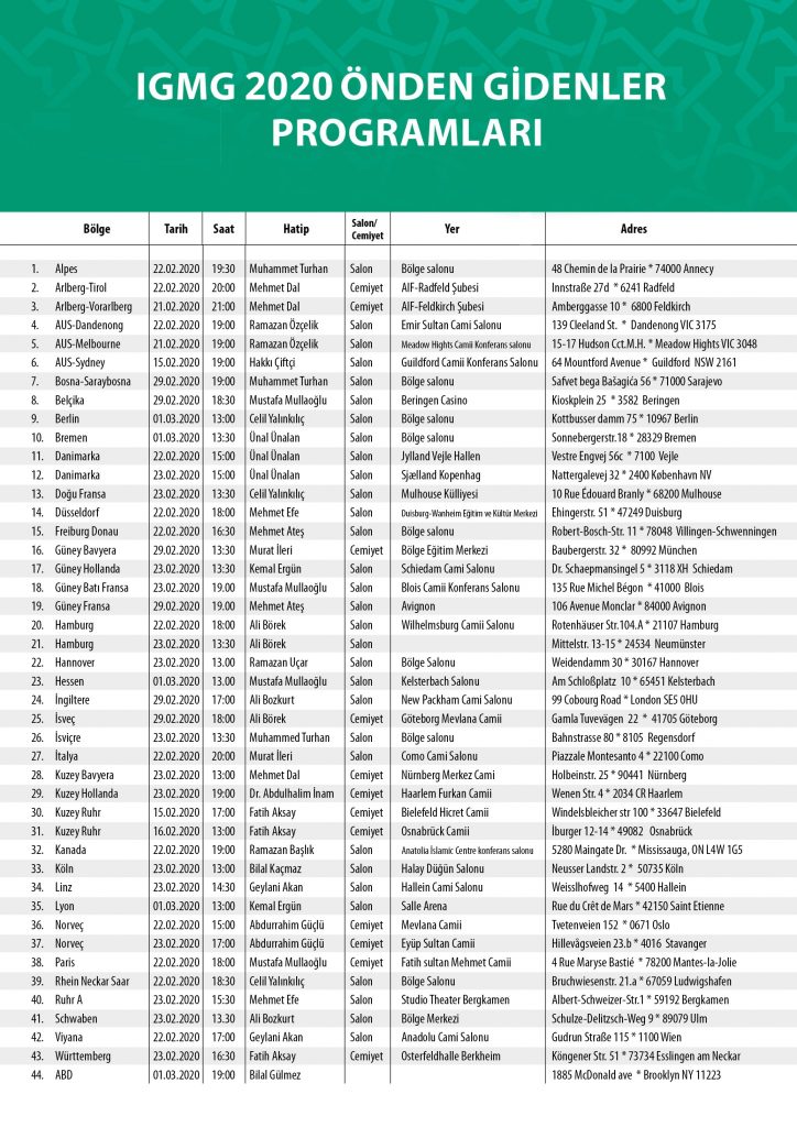 Önden Gidenler 2020 Programı